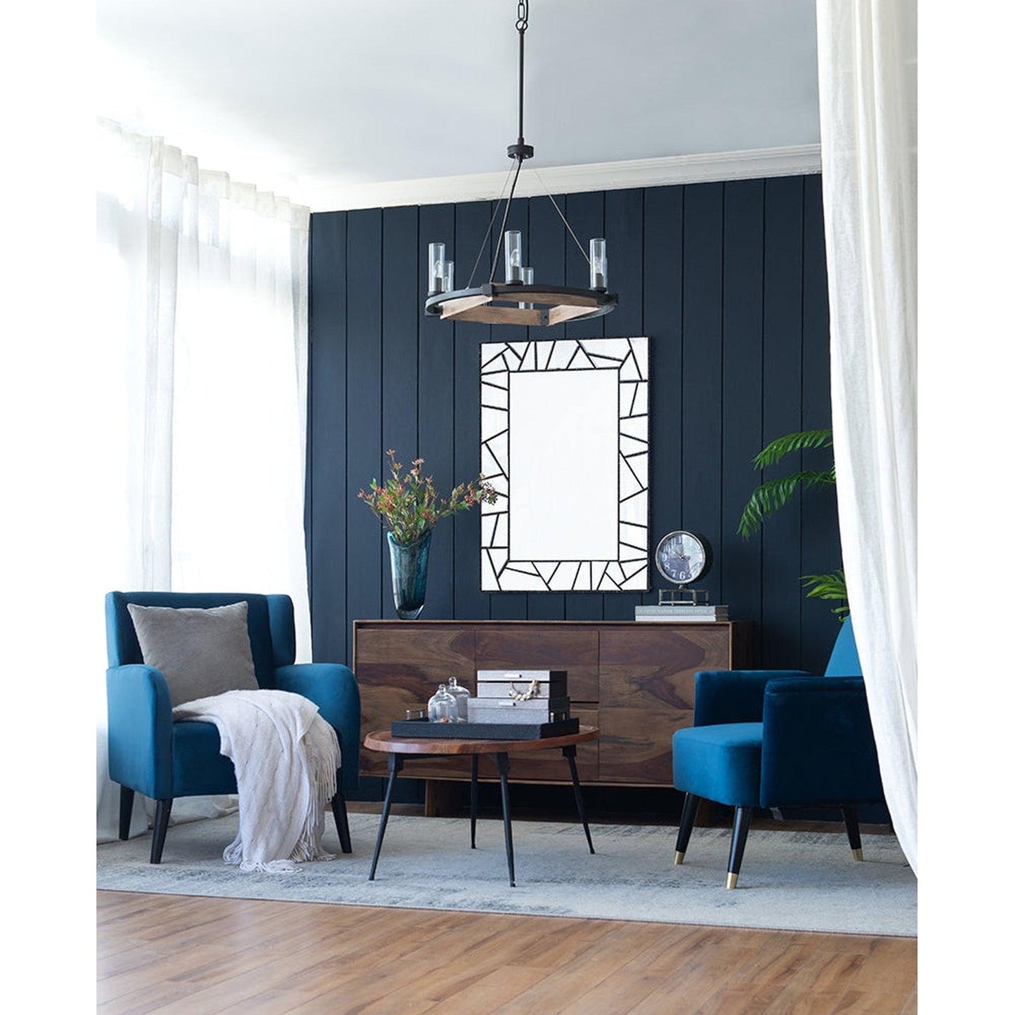 A&B Home 39" x 28" Bundle of 5 Rectangular Graphical Pattern Black Metal Frame Wall-Mounted Mirror