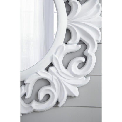 A&B Home 39" x 39" Bundle of 7 Round Fleur-de-lis Style Distressed White Frame Wall-Mounted Mirror