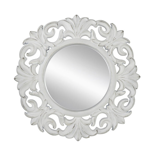 A&B Home 39" x 39" Bundle of 7 Round Fleur-de-lis Style Distressed White Frame Wall-Mounted Mirror