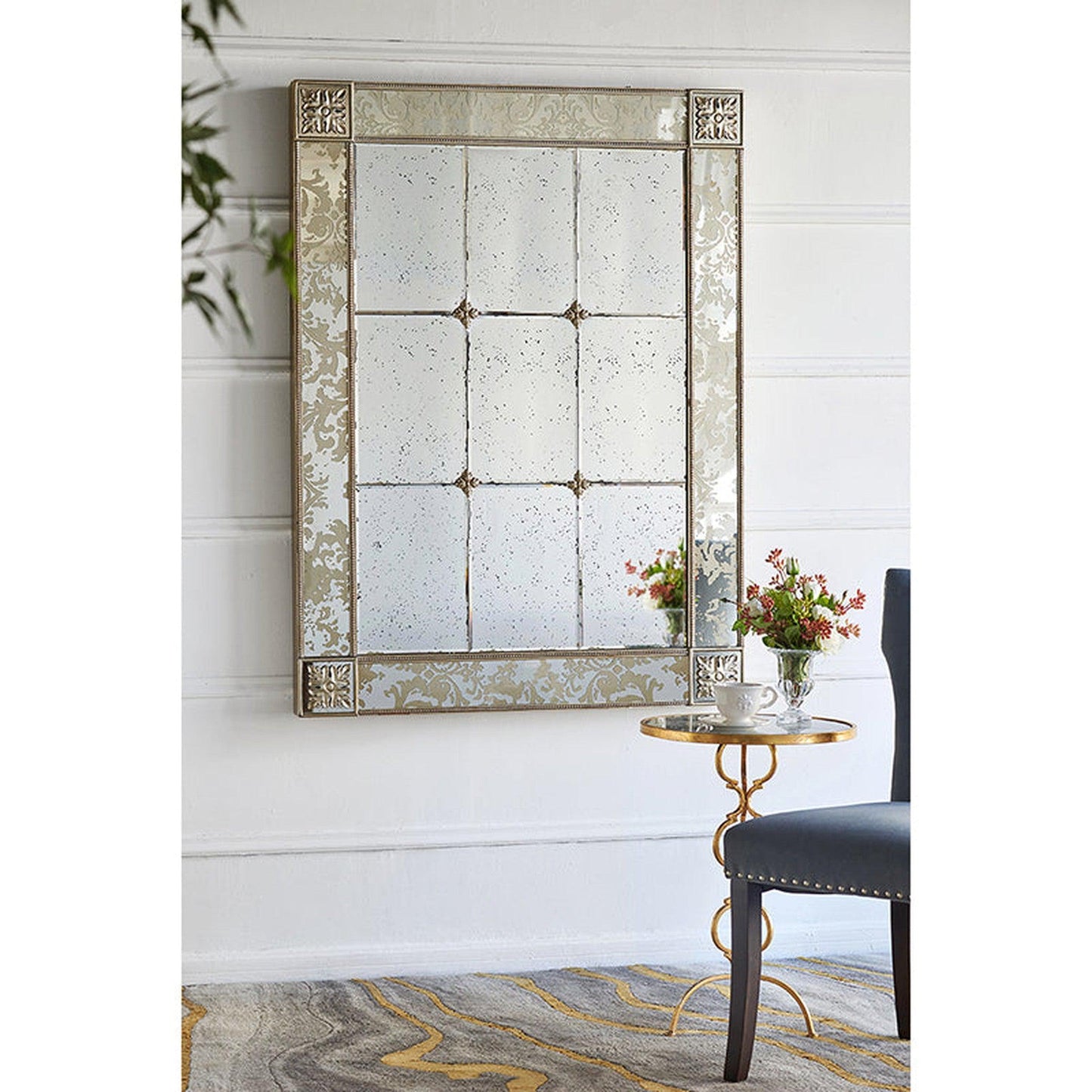 A&B Home 39" x 54" Bundle of 4 Rectangular Silver Wooden Framed Decorative Wall-Mounted Mirror