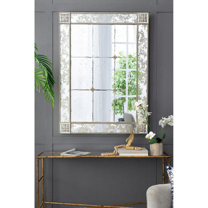 A&B Home 39" x 54" Bundle of 4 Rectangular Silver Wooden Framed Decorative Wall-Mounted Mirror