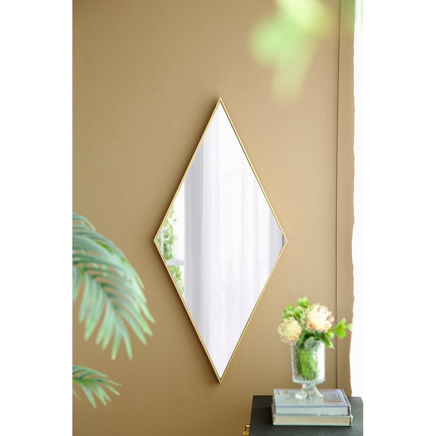 A&B Home 40" x 19" Bundle of 20 Diamond Shaped Gold Wood Frame Wall-Mounted Mirror