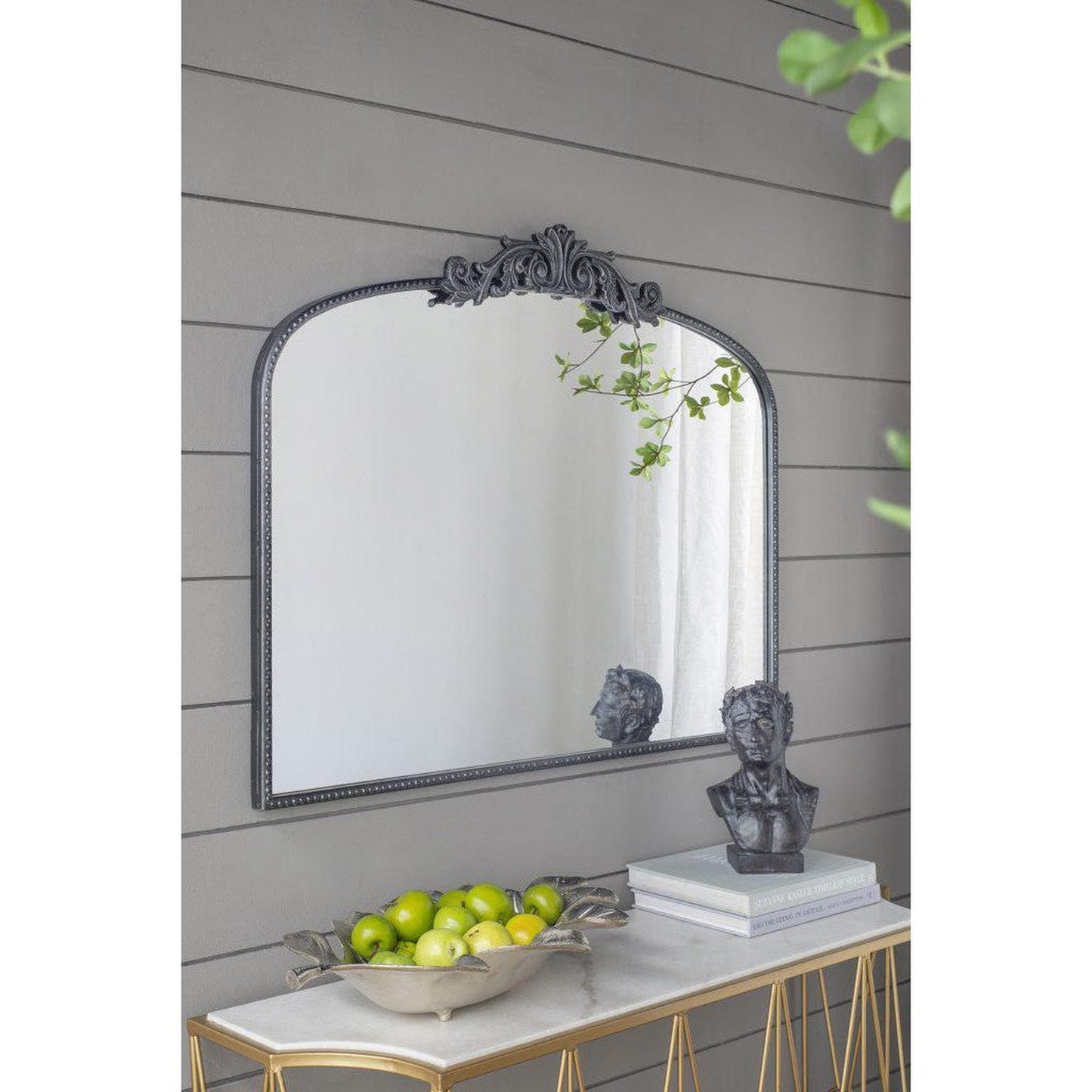 A&B Home 40" x 31" Bundle of 10 Rectangular Arched Black Metal Frame Wall-Mounted Mirror