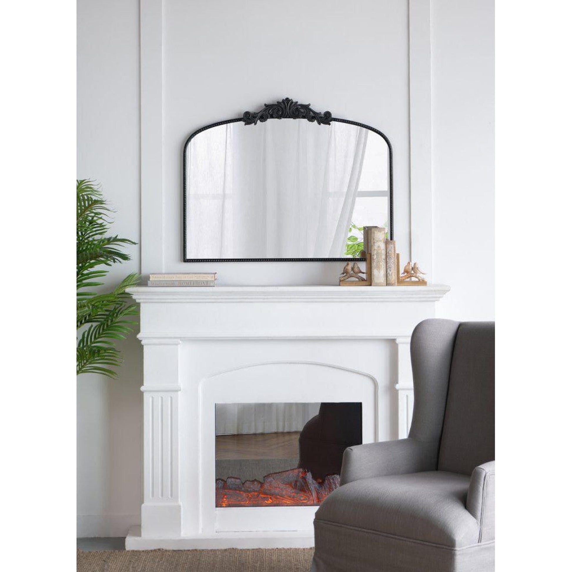 A&B Home 40" x 31" Bundle of 15 Rectangular Arched Black Metal Frame Wall-Mounted Mirror