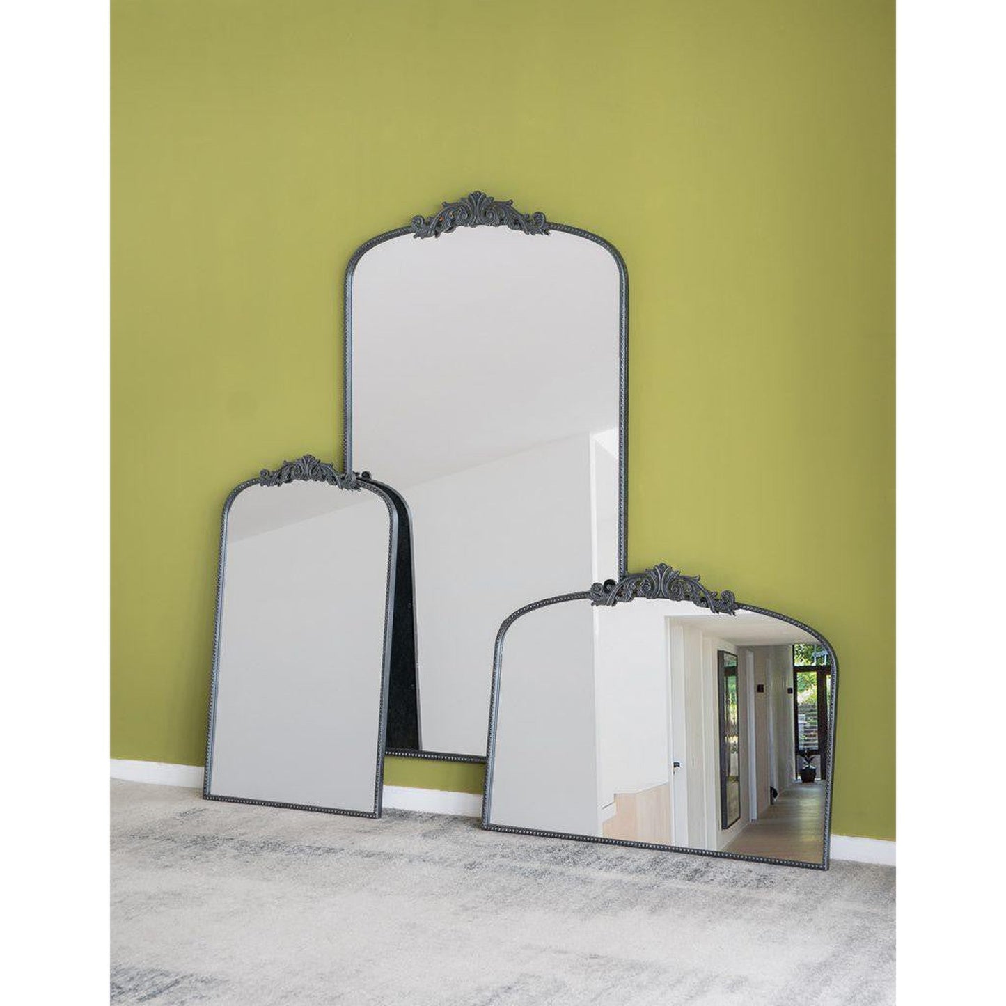A&B Home 40" x 31" Bundle of 15 Rectangular Arched Black Metal Frame Wall-Mounted Mirror
