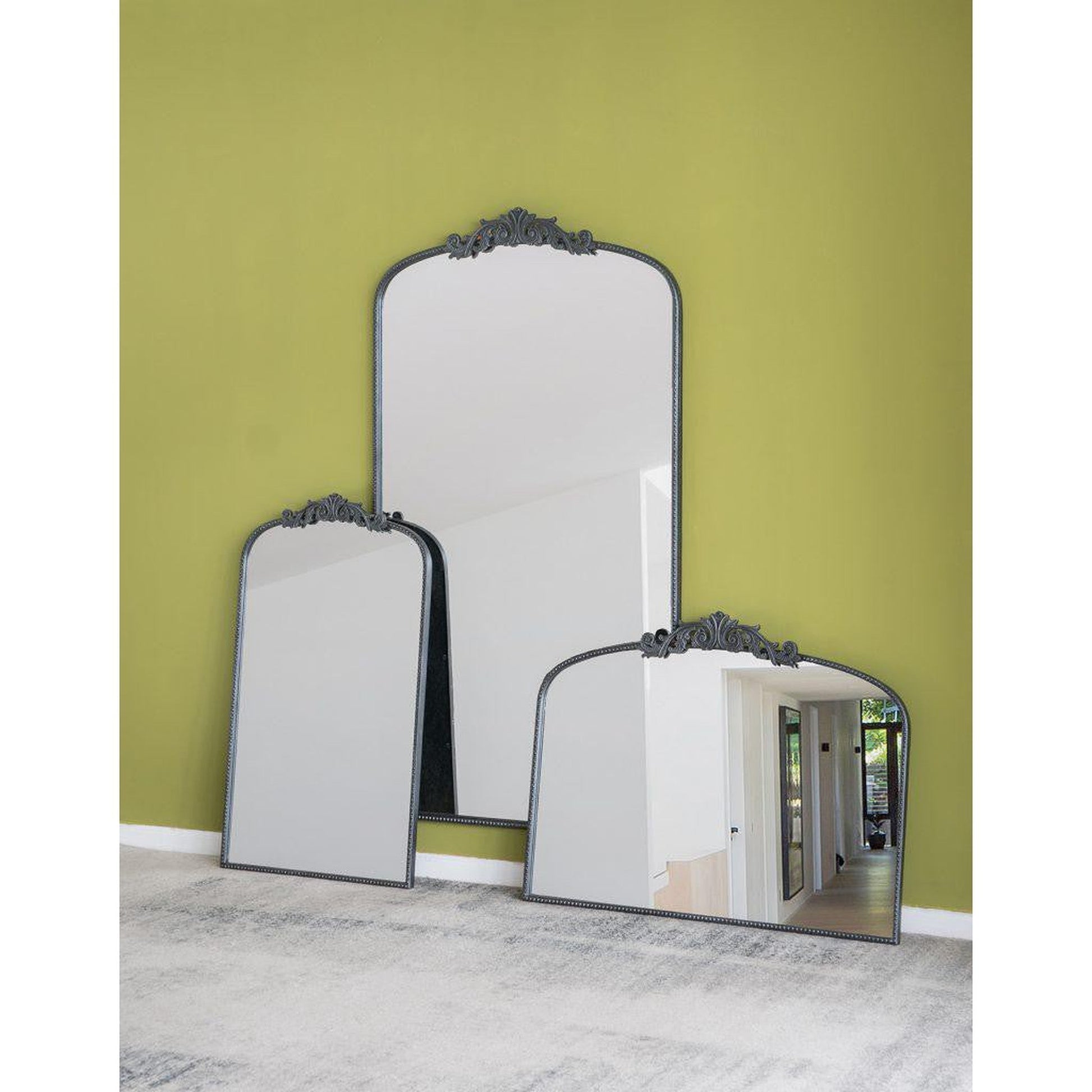 A&B Home 40" x 31" Bundle of 15 Rectangular Arched Black Metal Frame Wall-Mounted Mirror