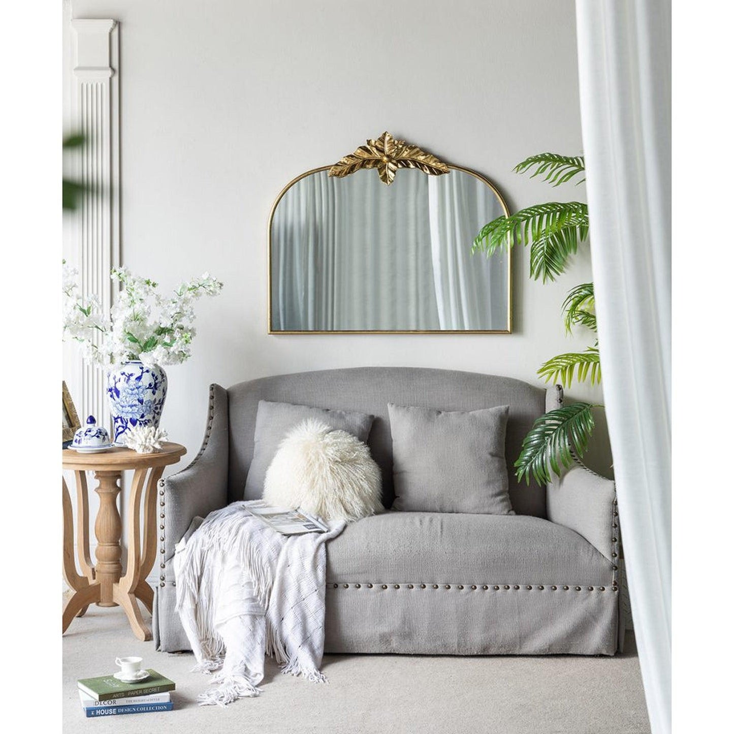 A&B Home 40" x 35" Bundle of 18 Gold Arched Metal Frame Wall-Mounted Mirror With Leaf Accent