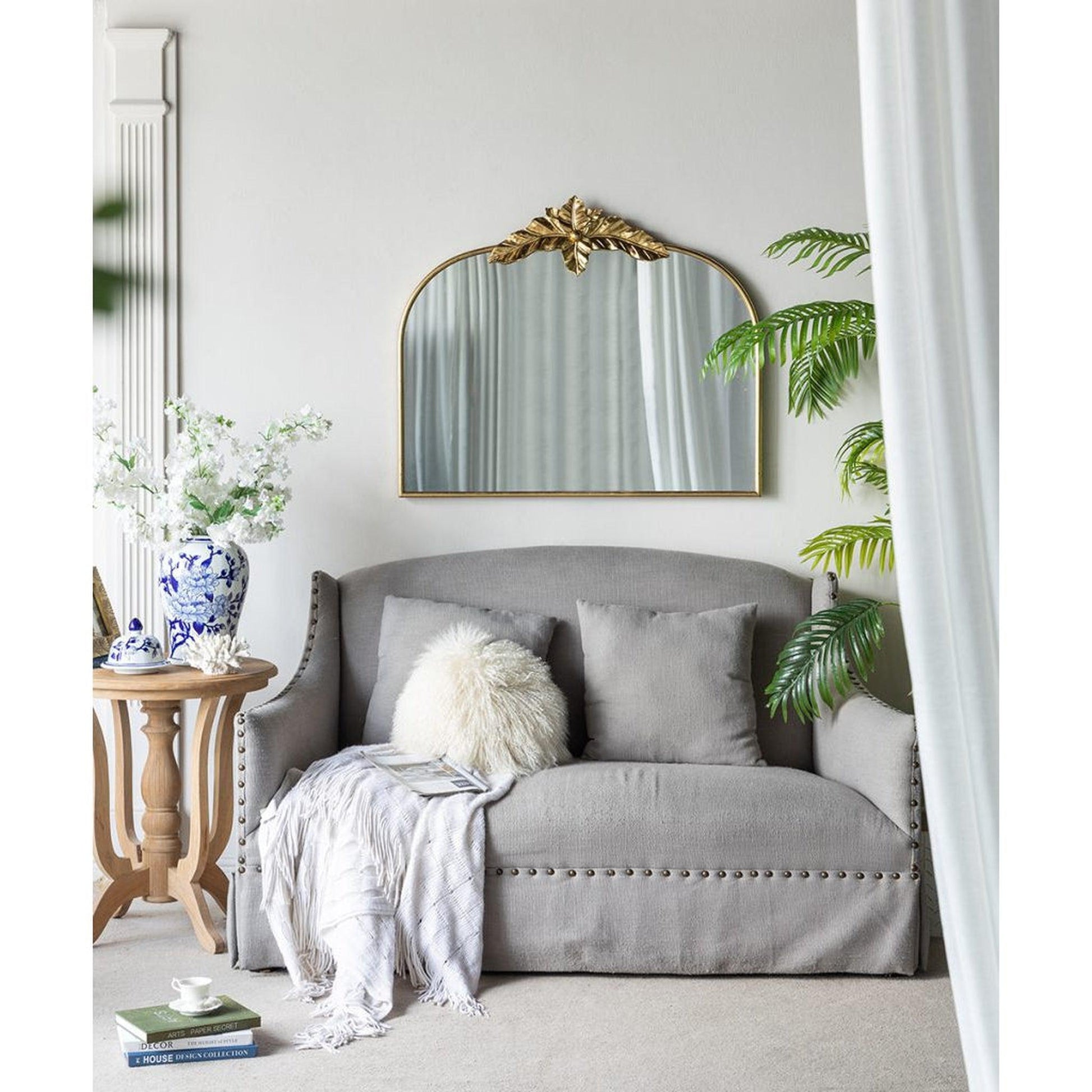 A&B Home 40" x 35" Bundle of 18 Gold Arched Metal Frame Wall-Mounted Mirror With Leaf Accent