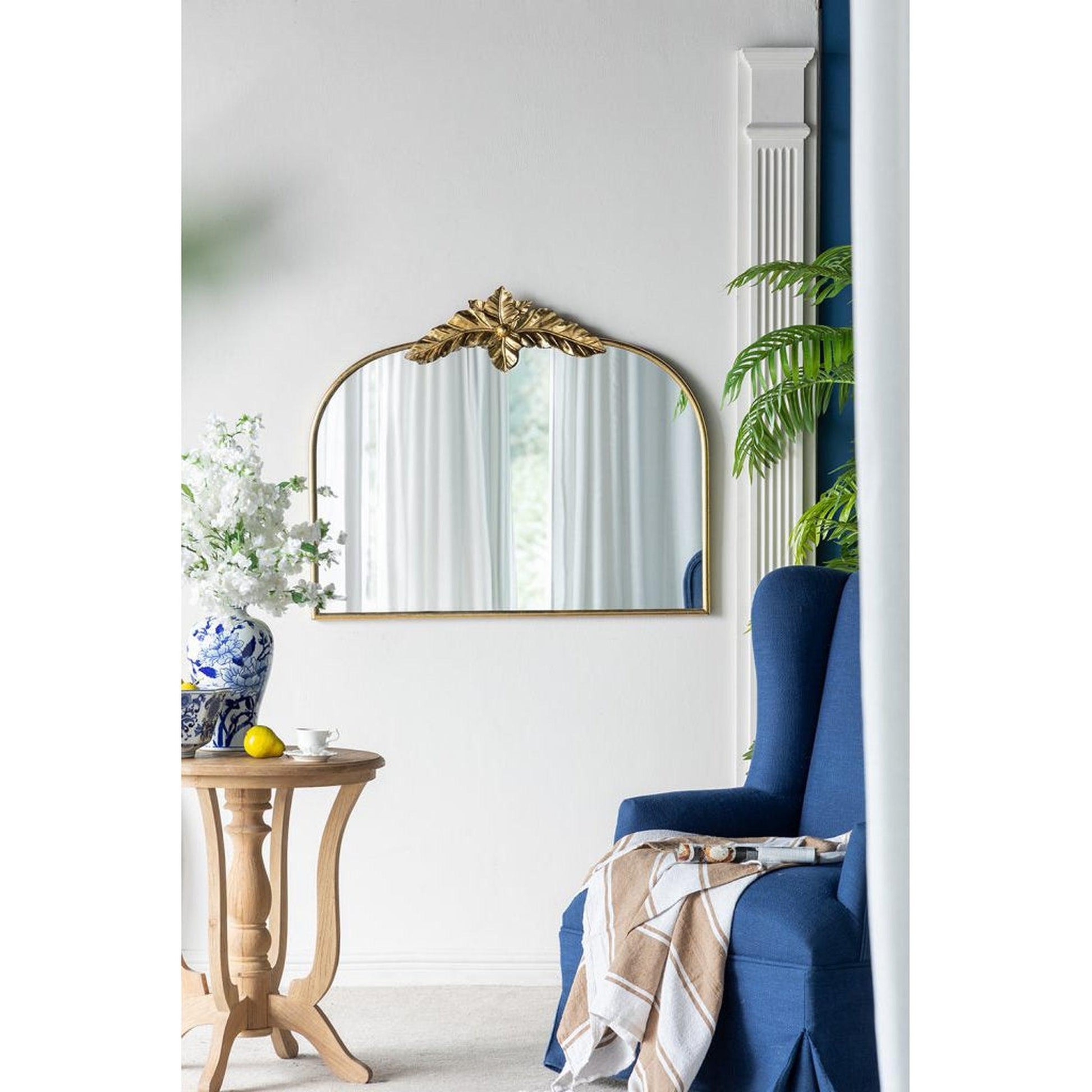 A&B Home 40" x 35" Bundle of 18 Gold Arched Metal Frame Wall-Mounted Mirror With Leaf Accent