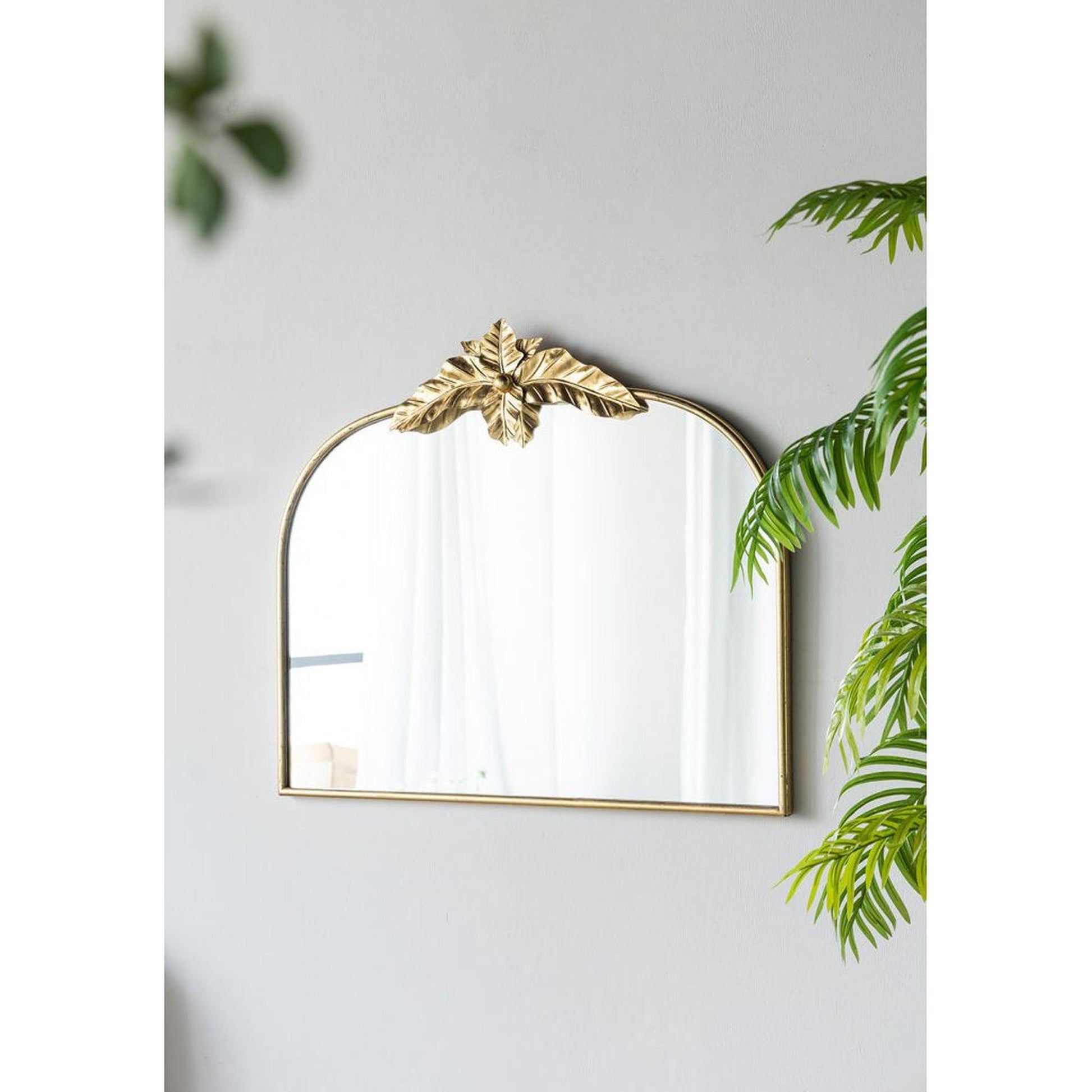 A&B Home 40" x 35" Bundle of 18 Gold Arched Metal Frame Wall-Mounted Mirror With Leaf Accent