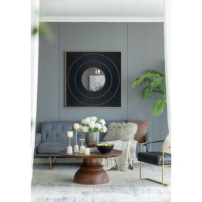 A&B Home 40" x 40" Bundle of 9 Square Shape Rich Black Carved Frame Wall-Mounted Mirror With Pleated Design