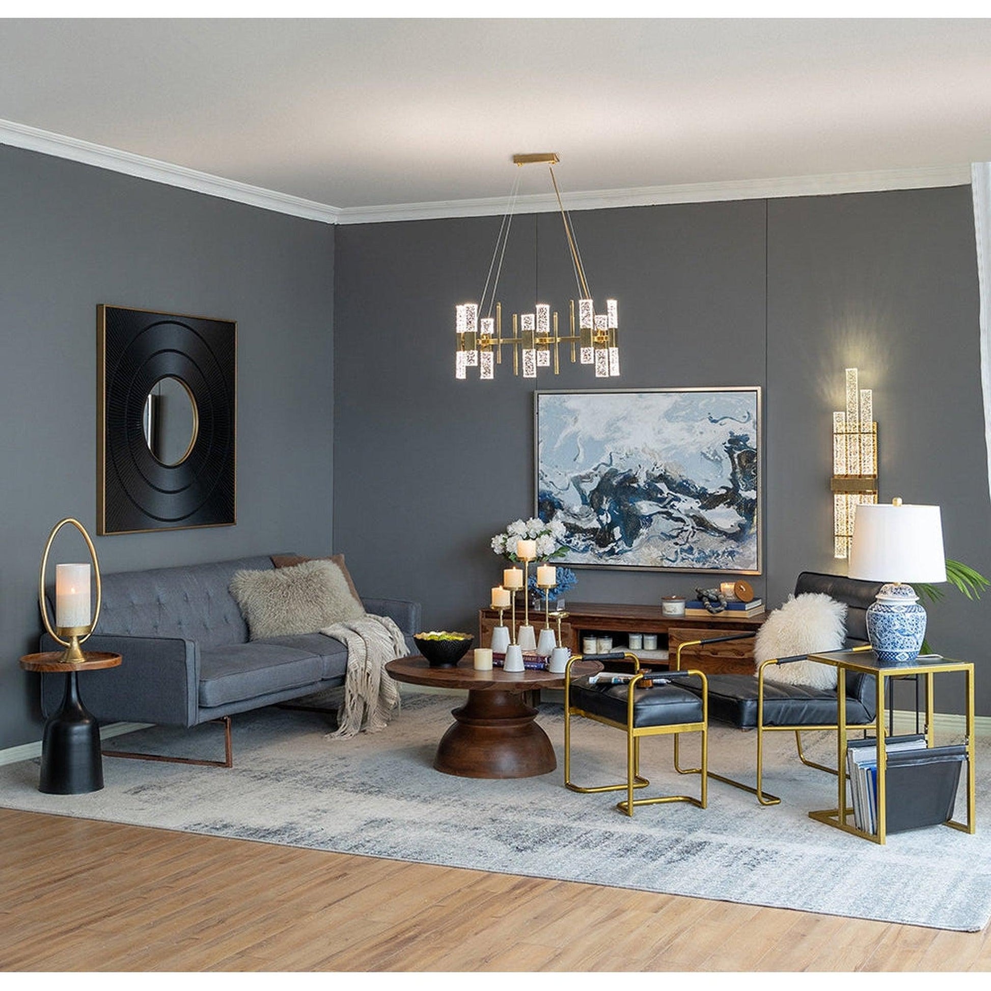 A&B Home 40" x 40" Bundle of 9 Square Shape Rich Black Carved Frame Wall-Mounted Mirror With Pleated Design