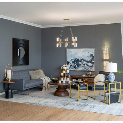 A&B Home 40" x 40" Bundle of 9 Square Shape Rich Black Carved Frame Wall-Mounted Mirror With Pleated Design