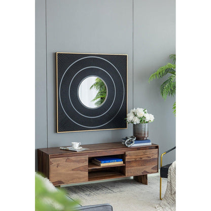 A&B Home 40" x 40" Bundle of 9 Square Shape Rich Black Carved Frame Wall-Mounted Mirror With Pleated Design