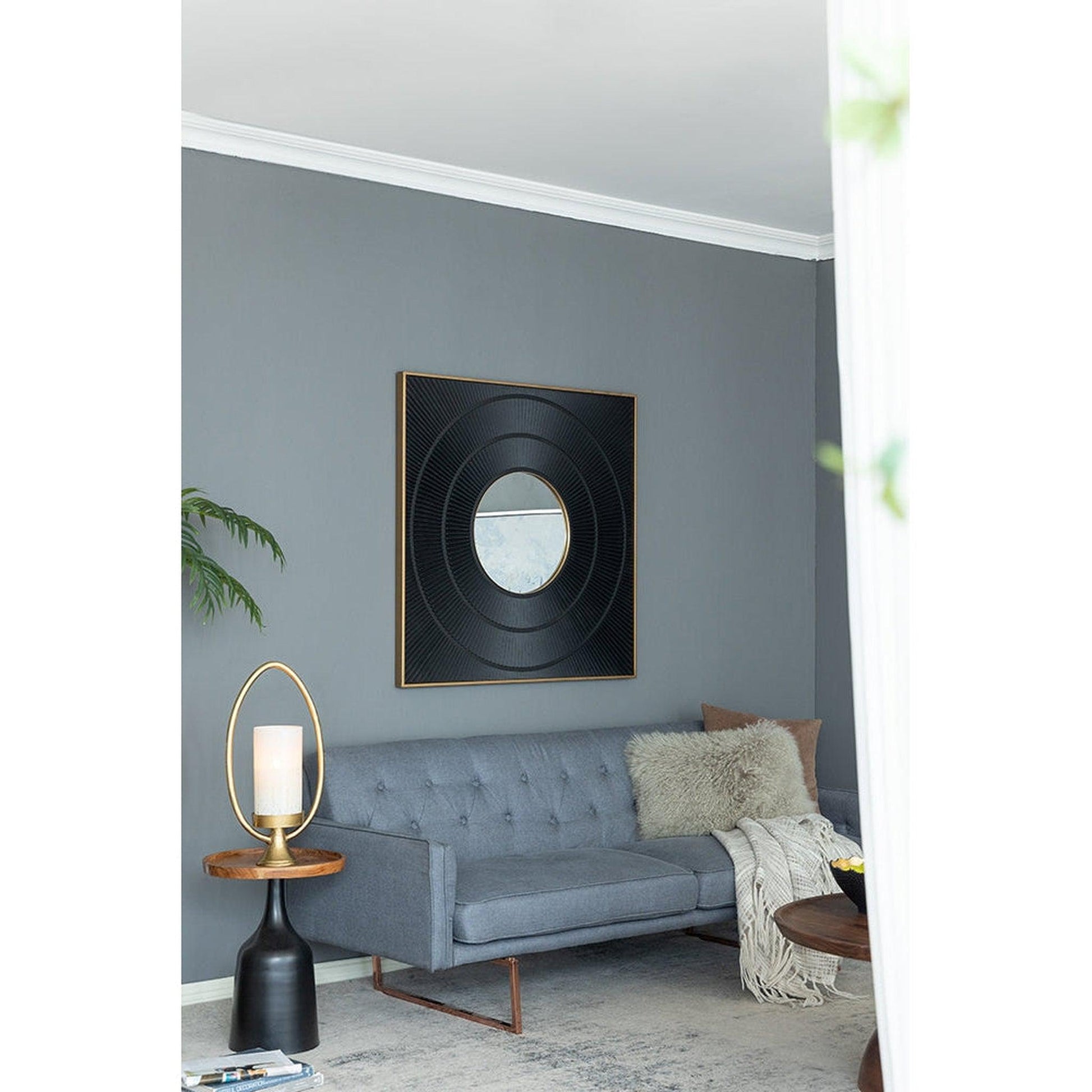 A&B Home 40" x 40" Bundle of 9 Square Shape Rich Black Carved Frame Wall-Mounted Mirror With Pleated Design