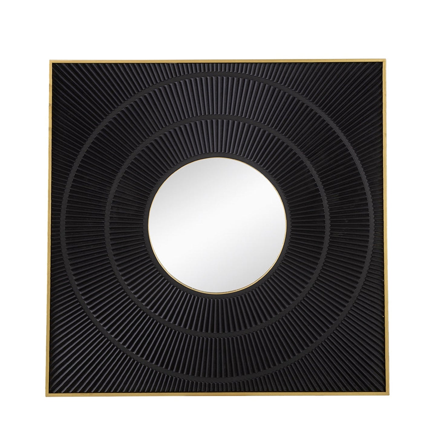 A&B Home 40" x 40" Bundle of 9 Square Shape Rich Black Carved Frame Wall-Mounted Mirror With Pleated Design