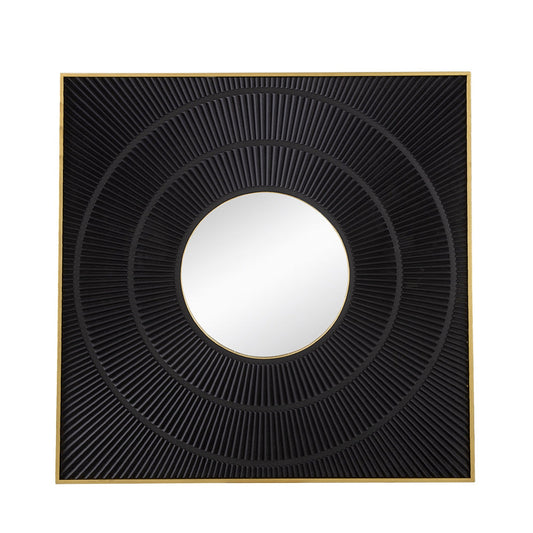 A&B Home 40" x 40" Bundle of 9 Square Shape Rich Black Carved Frame Wall-Mounted Mirror With Pleated Design