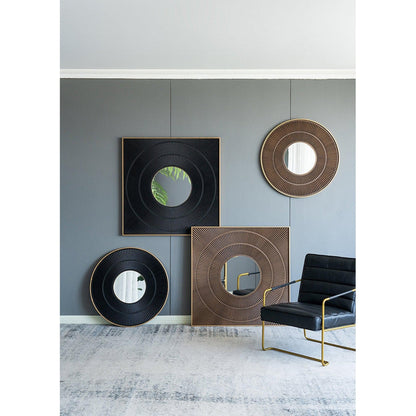 A&B Home 40" x 40" Bundle of 9 Square Shape Rich Brown Carved Frame Wall-Mounted Mirror With Pleated Design