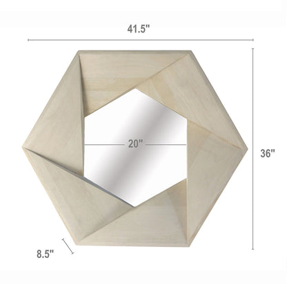 A&B Home 41" x 26" Bundle of 3 Hexagonal Shaped Cream Starburst Design Mango Wood Framed Wall-Mounted Mirror