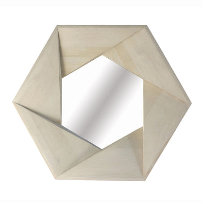 A&B Home 41" x 26" Bundle of 3 Hexagonal Shaped Cream Starburst Design Mango Wood Framed Wall-Mounted Mirror