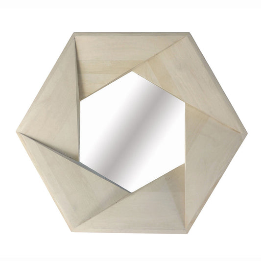 A&B Home 41" x 26" Bundle of 3 Hexagonal Shaped Cream Starburst Design Mango Wood Framed Wall-Mounted Mirror