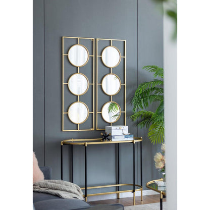 A&B Home 43" x 16" Bundle of 16 Rectangle Gold Metal Frame Wall-Mounted Mirror