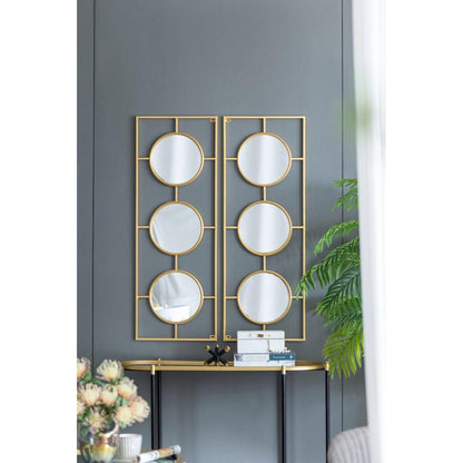 A&B Home 43" x 16" Bundle of 16 Rectangle Gold Metal Frame Wall-Mounted Mirror