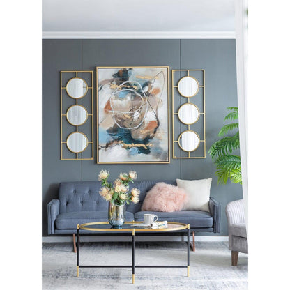 A&B Home 43" x 16" Bundle of 16 Rectangle Gold Metal Frame Wall-Mounted Mirror