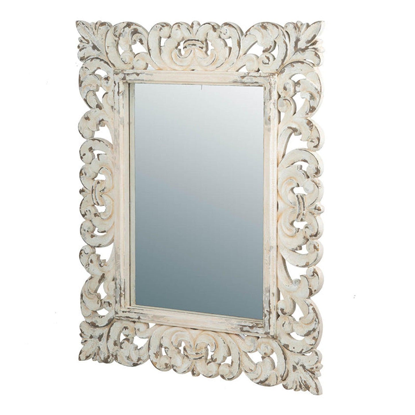 A&B Home 45" x 54" Bundle of 5 Rectangular Shaped White Wood Frame Wall-Mounted Mirror