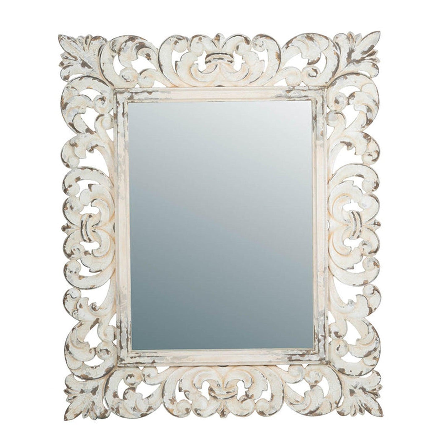 A&B Home 45" x 54" Bundle of 5 Rectangular Shaped White Wood Frame Wall-Mounted Mirror