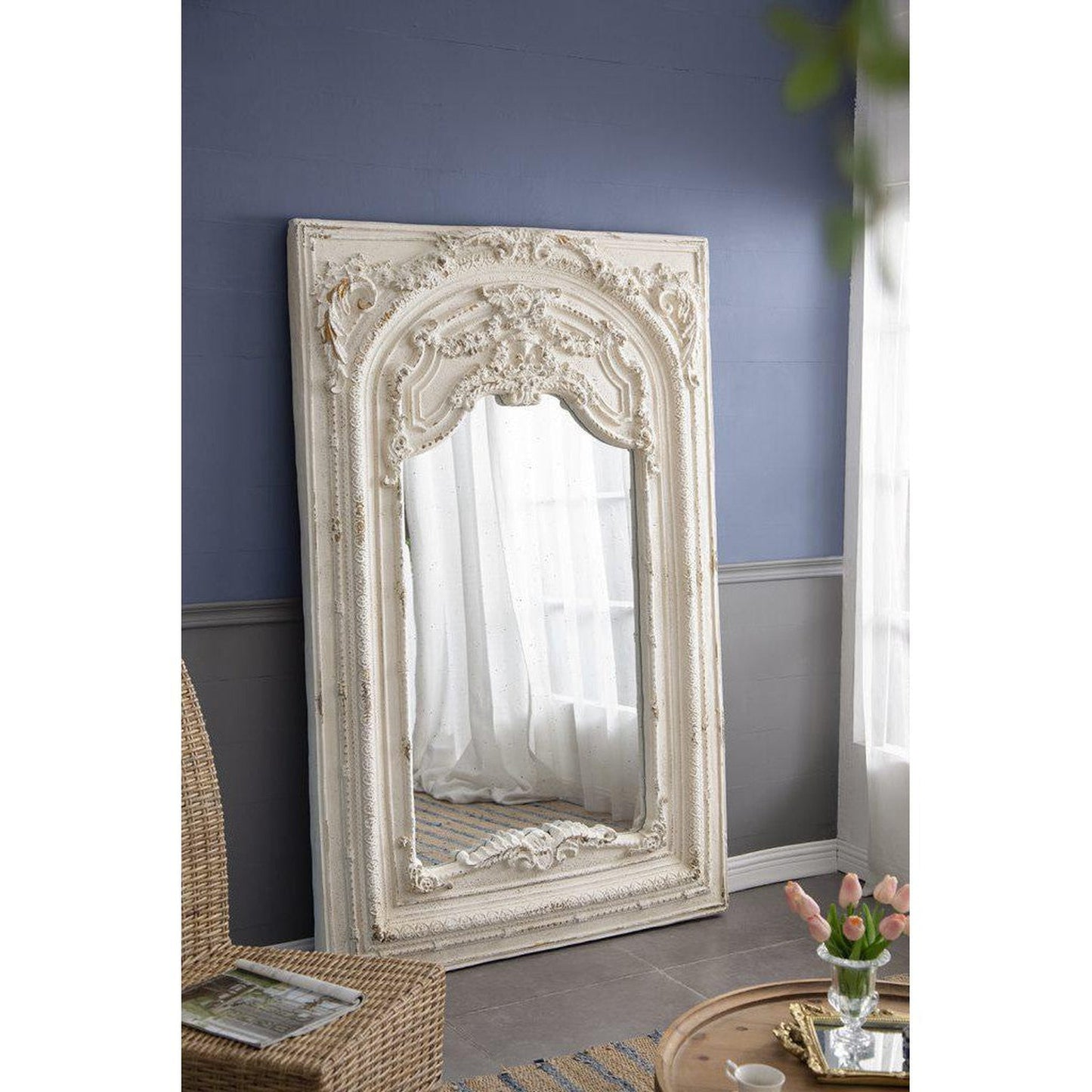 A&B Home 49" x 73" Bundle of 2 Rectangular Ivory Metal Frame Floor Mirror