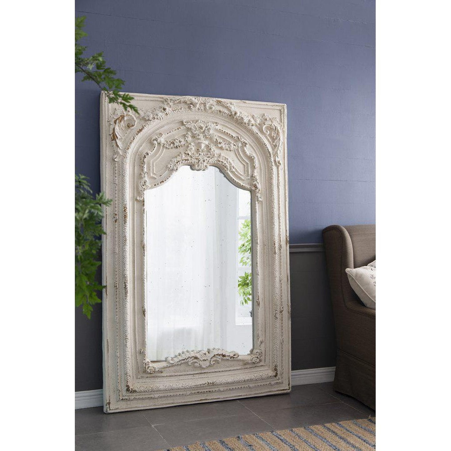 A&B Home 49" x 73" Bundle of 2 Rectangular Ivory Metal Frame Floor Mirror