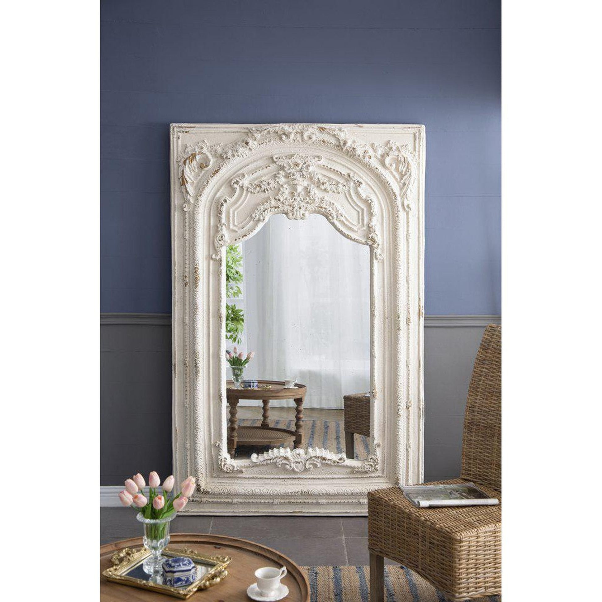 A&B Home 49" x 73" Bundle of 2 Rectangular Ivory Metal Frame Floor Mirror