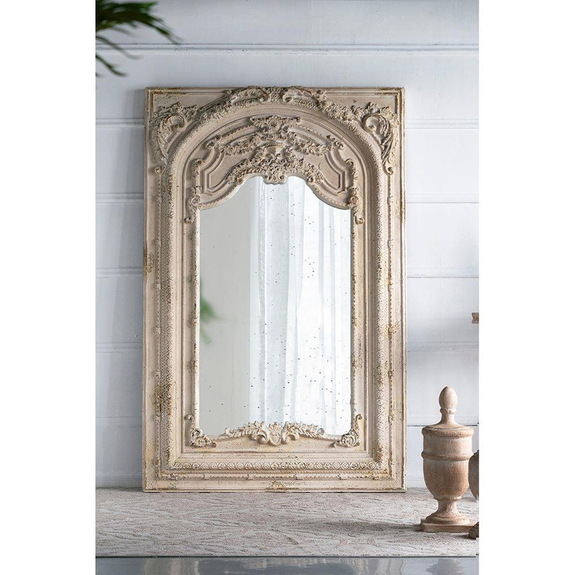 A&B Home 49" x 73" Bundle of 2 Rectangular Ivory Metal Frame Floor Mirror