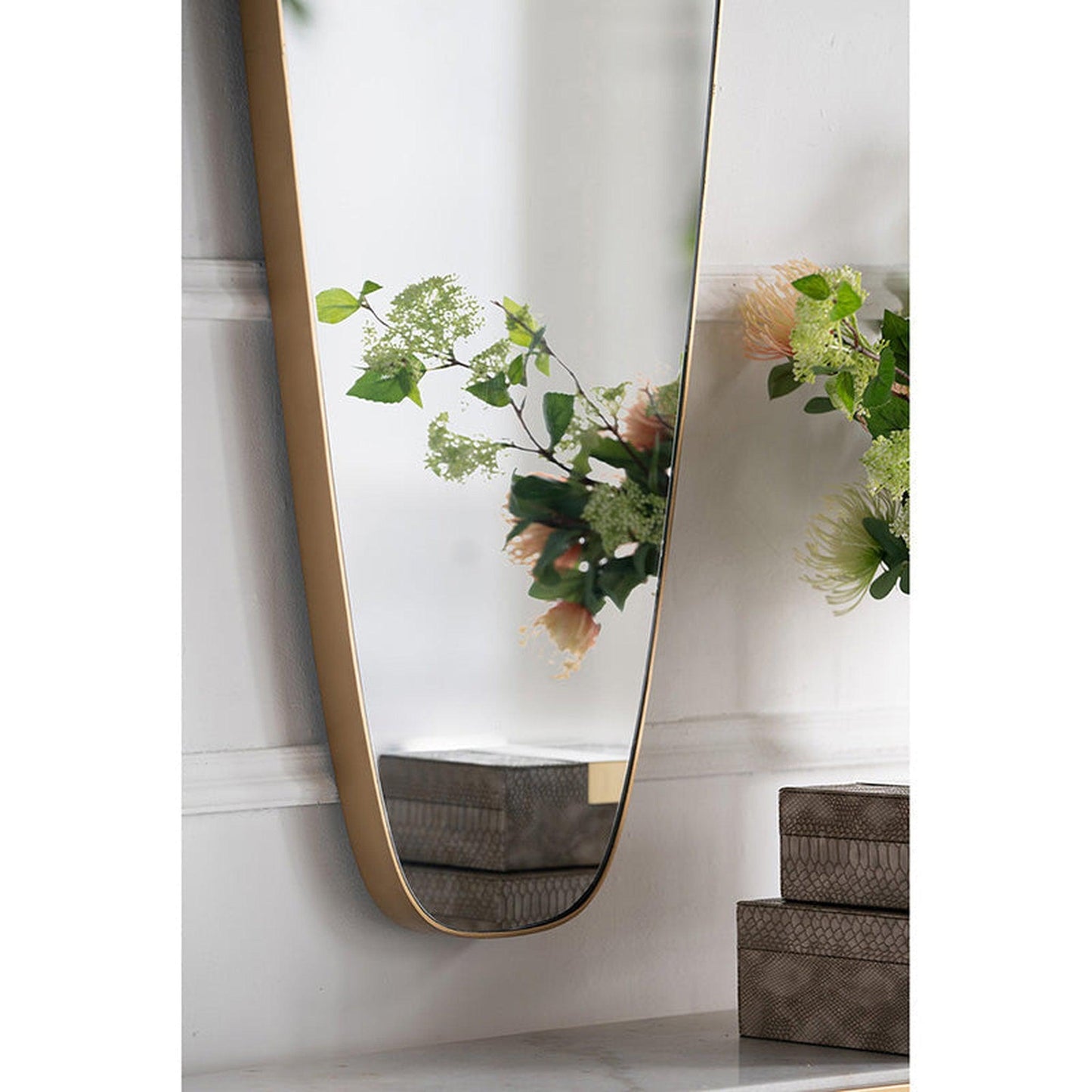 A&B Home 51" x 20" Bundle of 12 Teardrop Shaped Gold Wooden Frame Wall-Mounted Mirror