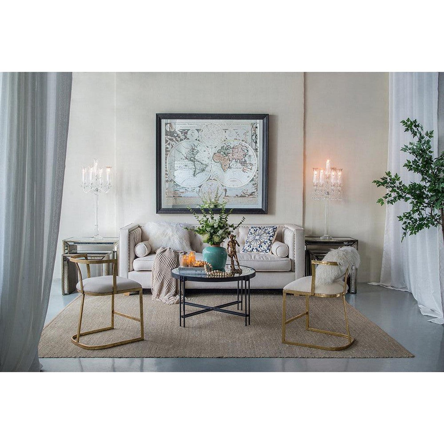 A&B Home 57" x 51" Bundle of 7 Rectangular Distressed Black Glass Frame Wall-Mounted Mirror With Wall Art