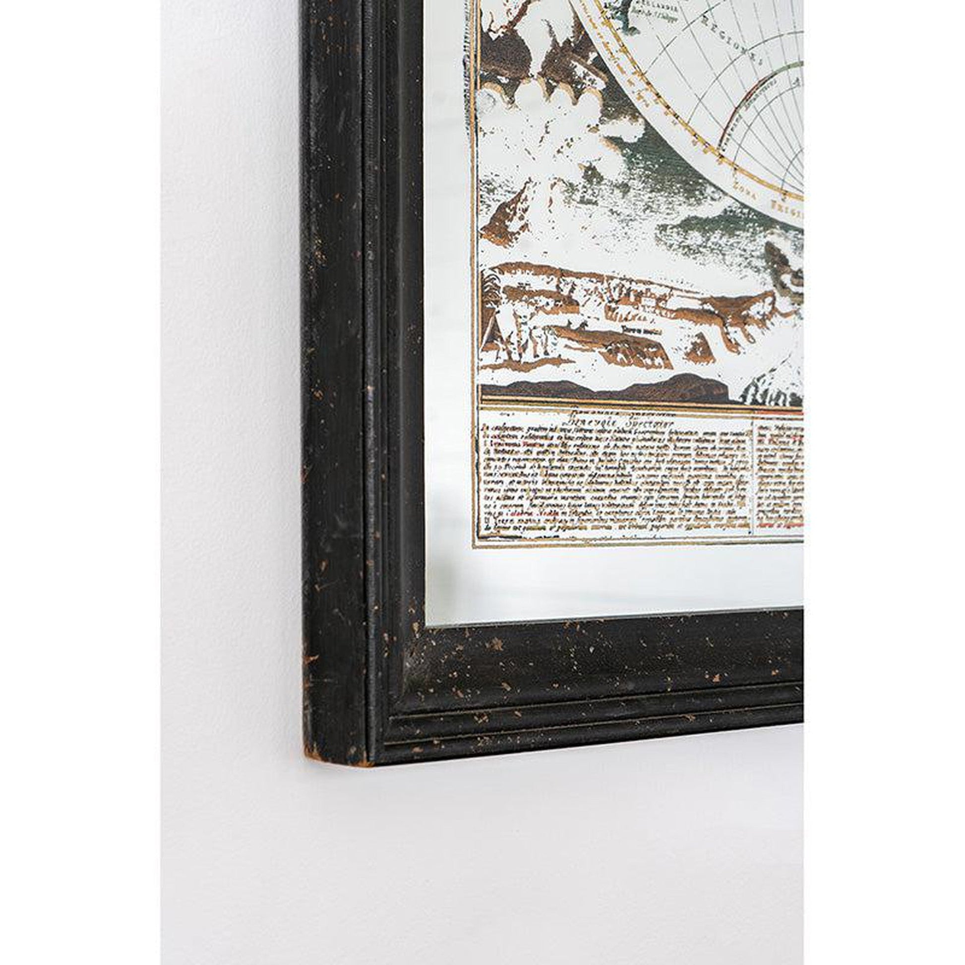 A&B Home 57" x 51" Bundle of 7 Rectangular Distressed Black Glass Frame Wall-Mounted Mirror With Wall Art