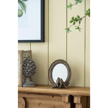 A&B Home 8" x 10" Bundle of 152 Corella Oval Shaped Bird Resin Framed Freestanding Mirror