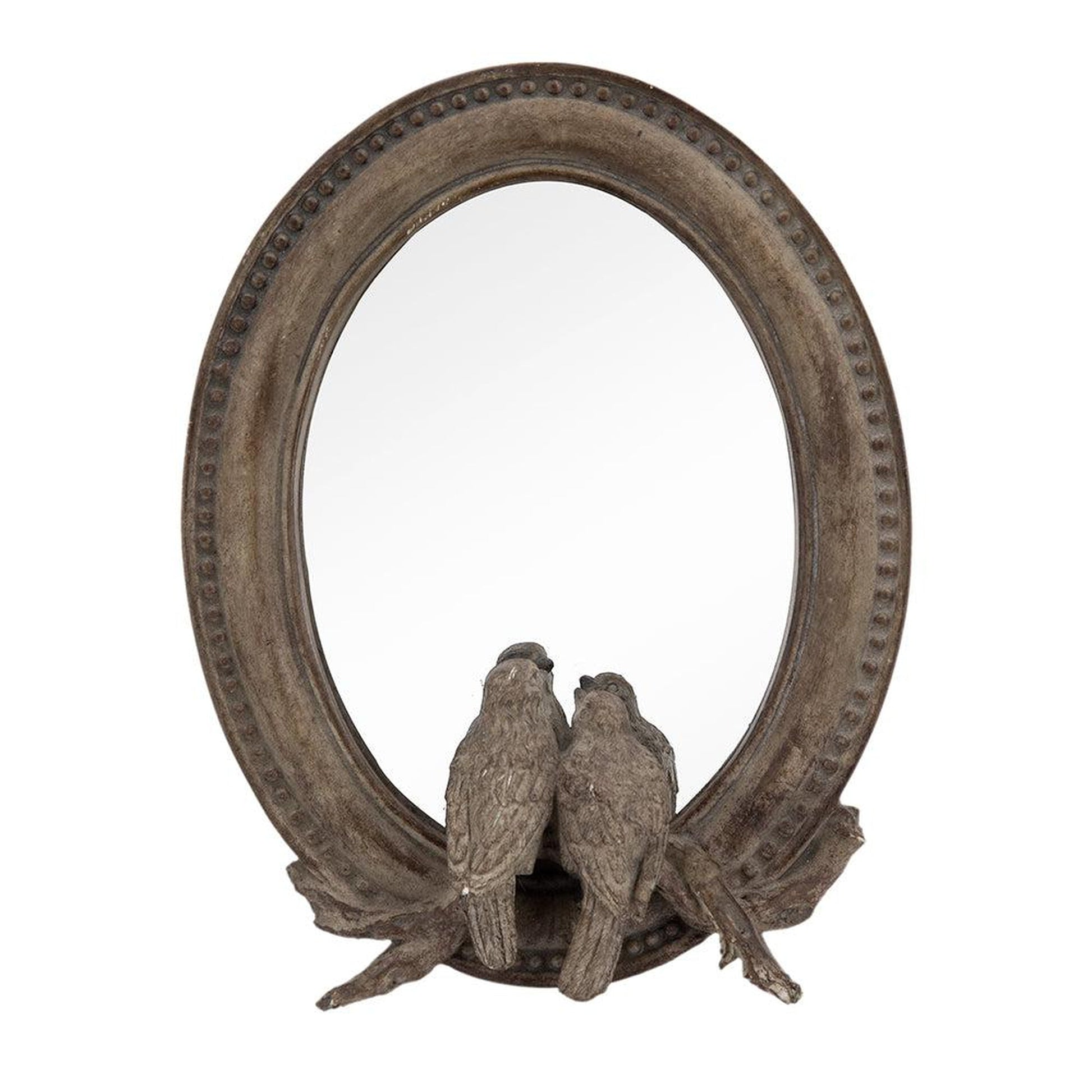 A&B Home 8" x 10" Bundle of 152 Corella Oval Shaped Bird Resin Framed Freestanding Mirror