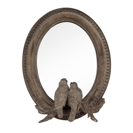 A&B Home 8" x 10" Bundle of 152 Corella Oval Shaped Bird Resin Framed Freestanding Mirror