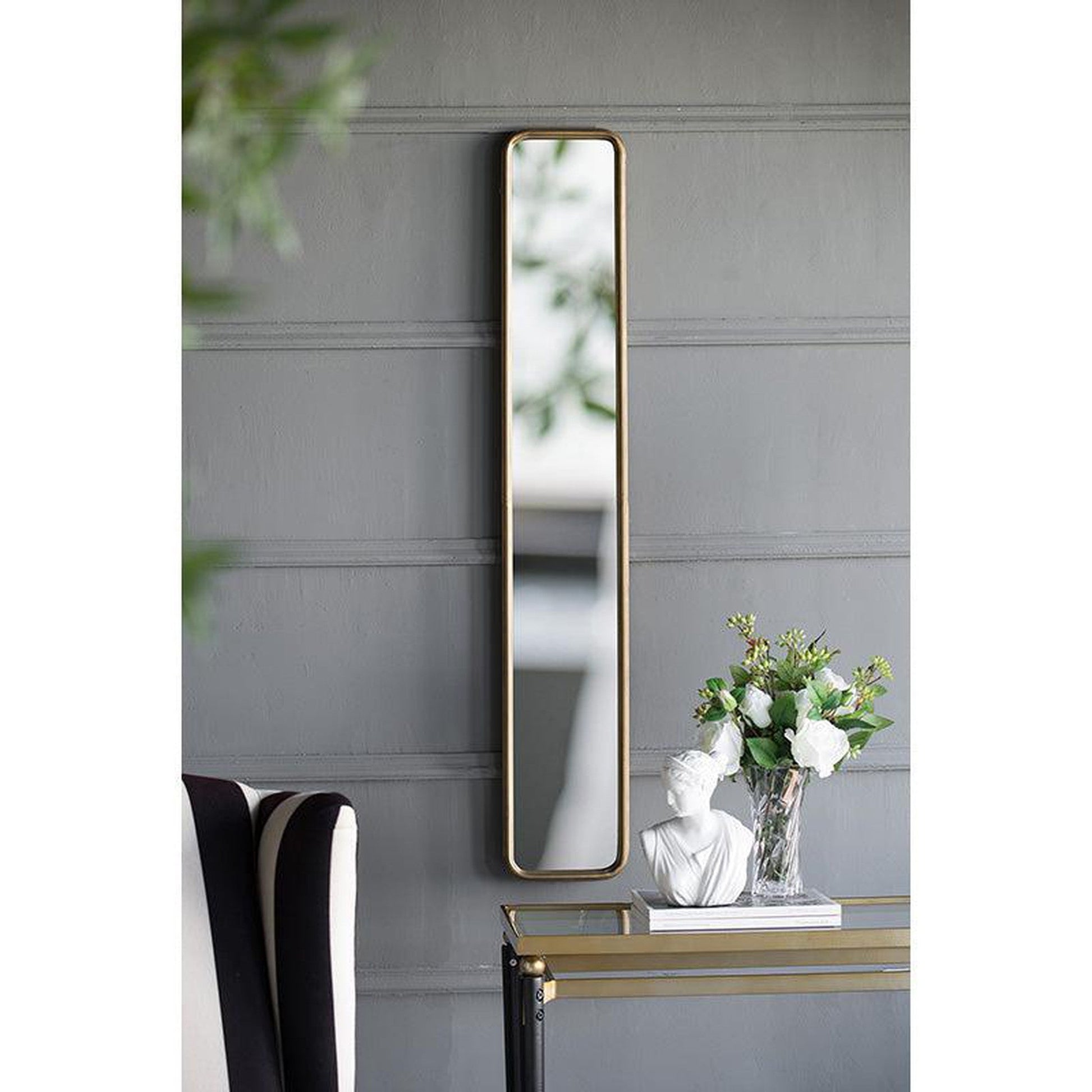 A&B Home 8" x 47" Bundle of 25 Full-Length Chic Gold Glass Frame Wall-Mounted Mirror