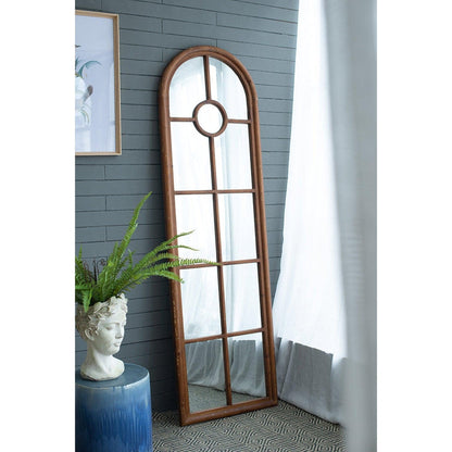 A&B Home Ada 24" x 74" Bundle of 8 Half-Round Elongated Distressed White Wash Wood Frame Wall-Mounted Mirror
