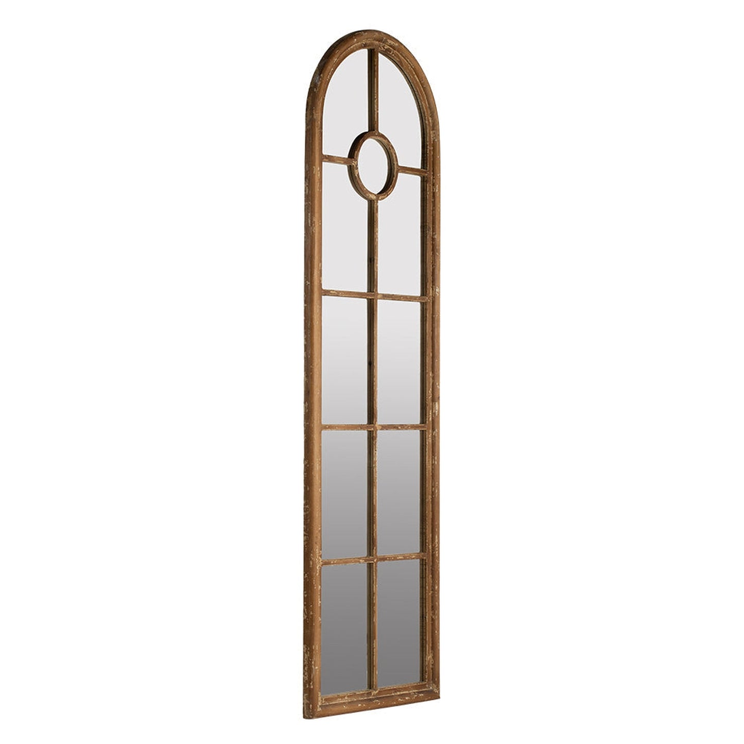 A&B Home Ada 24" x 74" Bundle of 8 Half-Round Elongated Distressed White Wash Wood Frame Wall-Mounted Mirror
