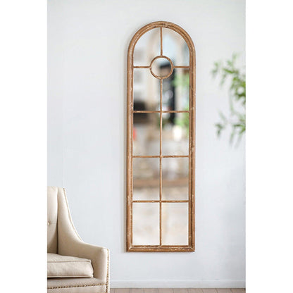 A&B Home Ada 24" x 74" Bundle of 8 Half-Round Elongated Distressed White Wash Wood Frame Wall-Mounted Mirror