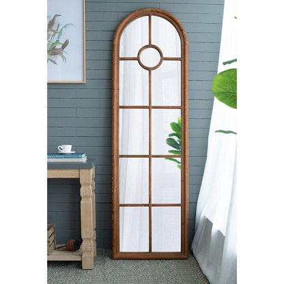 A&B Home Ada 24" x 74" Bundle of 8 Half-Round Elongated Distressed White Wash Wood Frame Wall-Mounted Mirror
