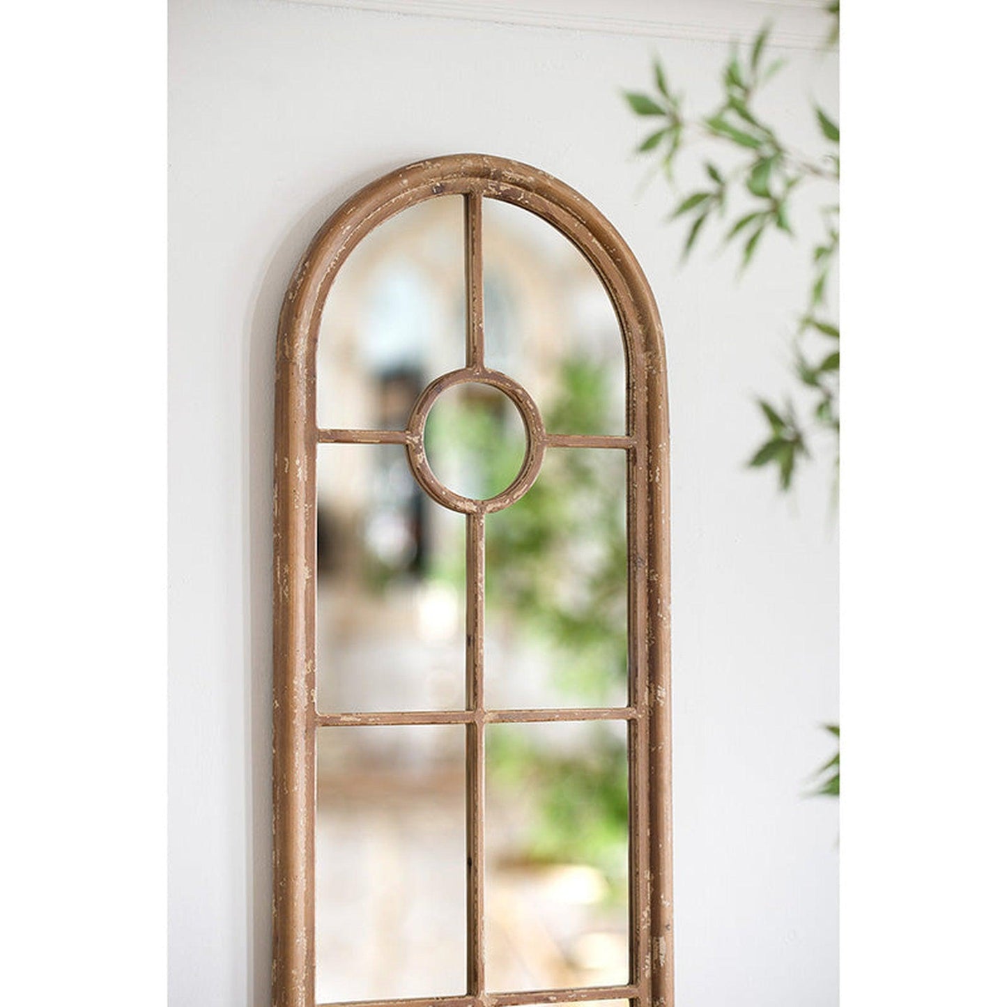 A&B Home Ada 24" x 74" Bundle of 8 Half-Round Elongated Distressed White Wash Wood Frame Wall-Mounted Mirror
