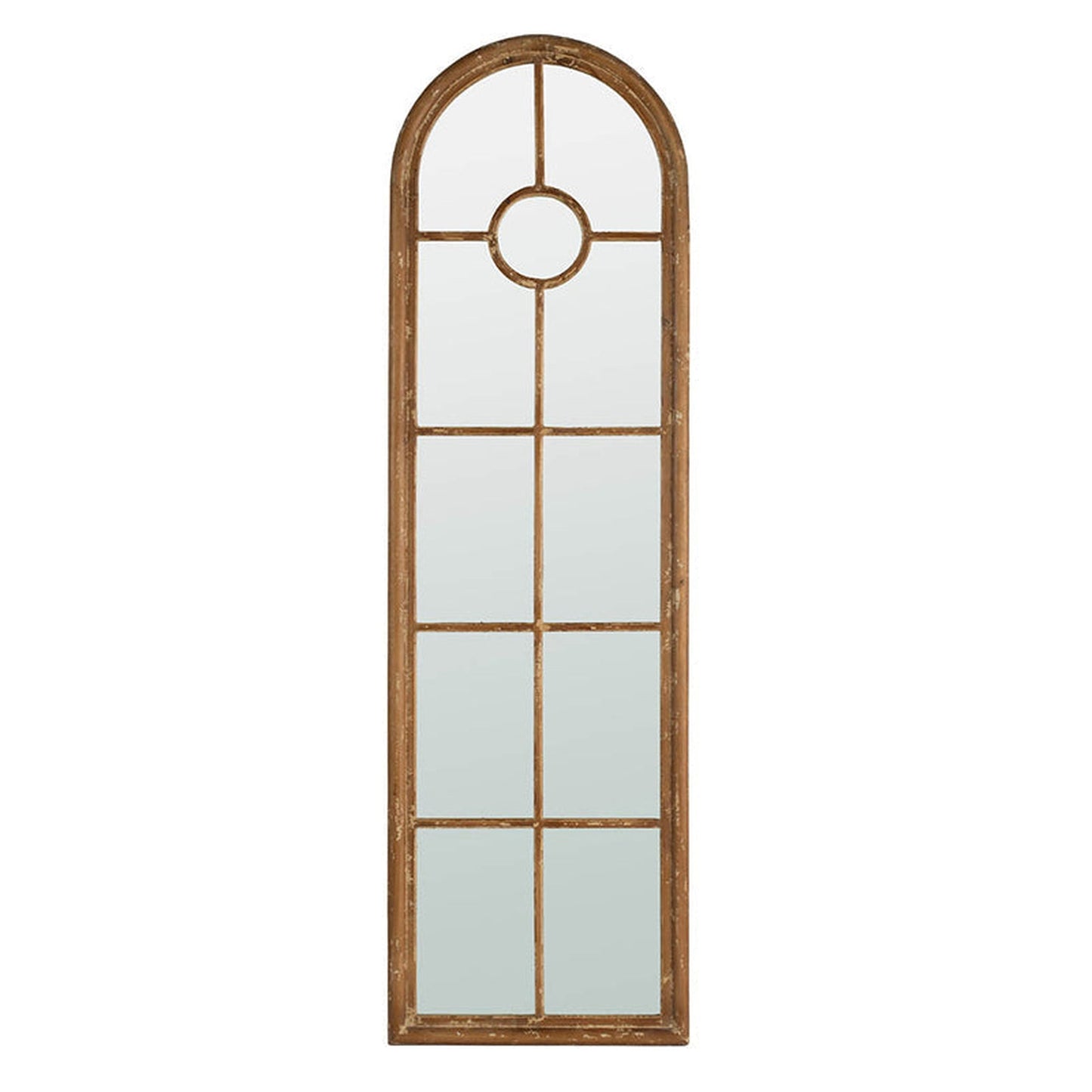 A&B Home Ada 24" x 74" Bundle of 8 Half-Round Elongated Distressed White Wash Wood Frame Wall-Mounted Mirror