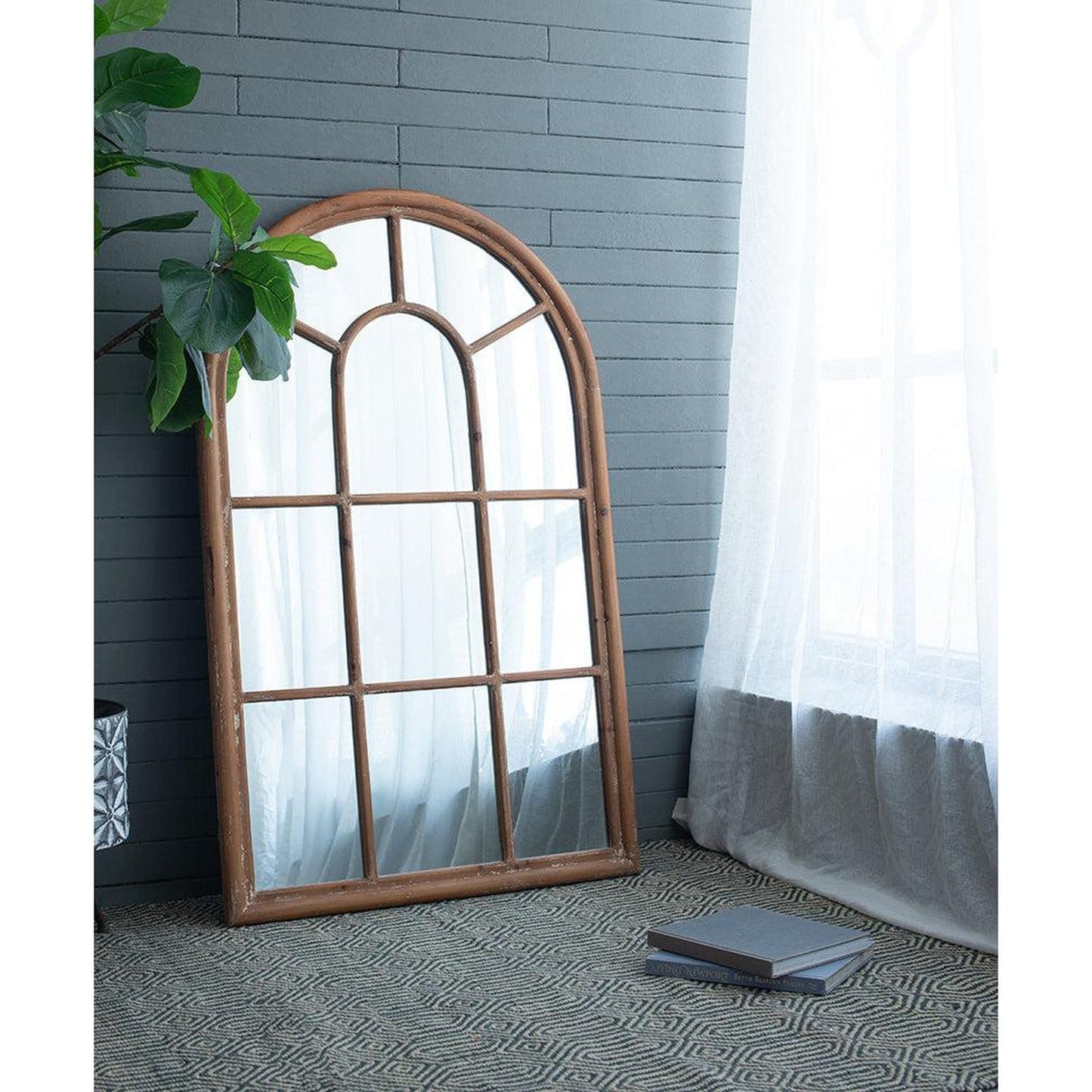 A&B Home Ada 34" x 54" Bundle of 5 Arched Shape Brown Wood Frame Wall-Mounted Mirror