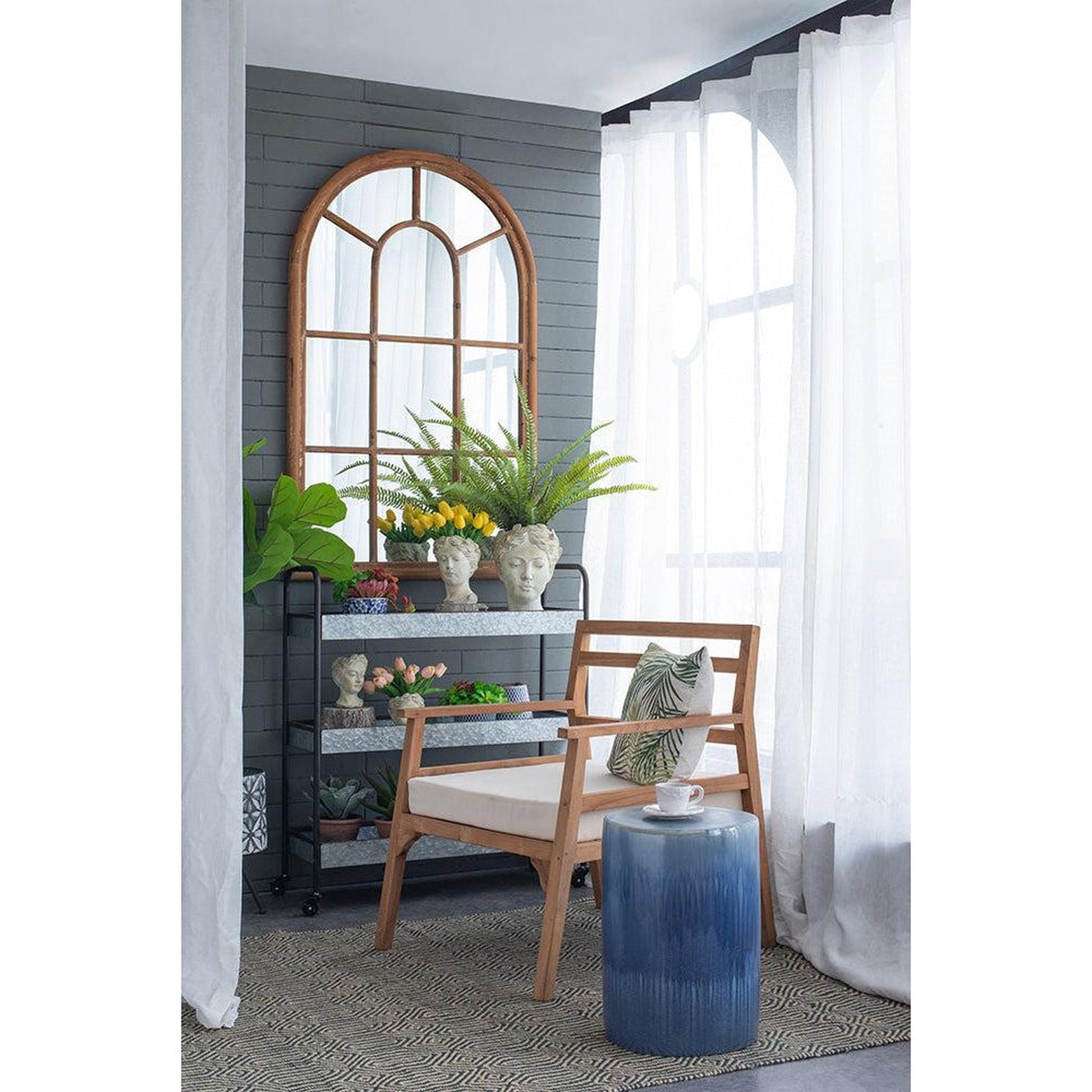 A&B Home Ada 34" x 54" Bundle of 8 Arched Shape Brown Wood Frame Wall-Mounted Mirror