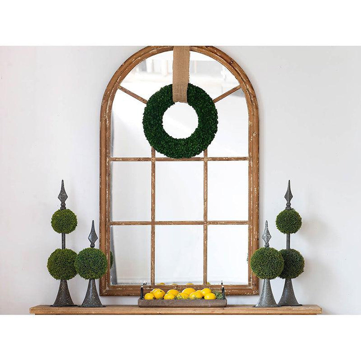 A&B Home Ada 34" x 54" Bundle of 8 Arched Shape Brown Wood Frame Wall-Mounted Mirror